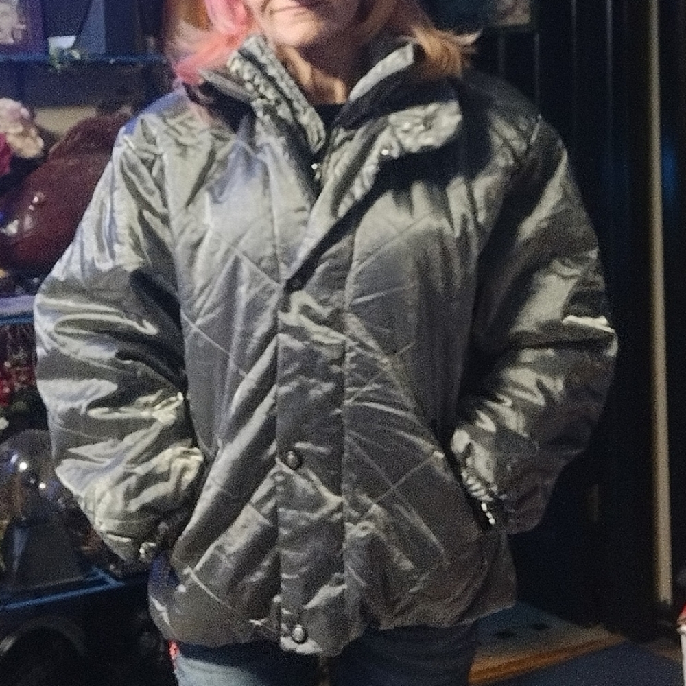 Silver Metallic Warm Winter Jacket - image 1